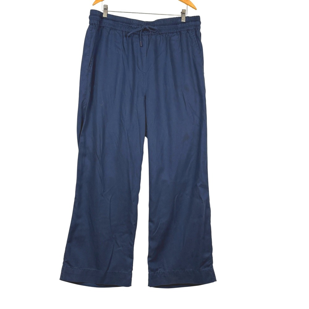 Quince Women VTG Wash Tencel Wide Leg Pants XL Midnight Blue Drawstring Comfort
